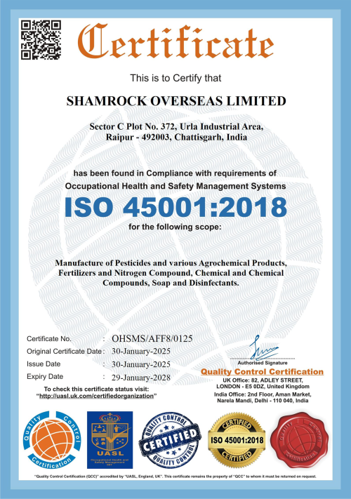 ISO 45001:2018, Shamrock Overseas
