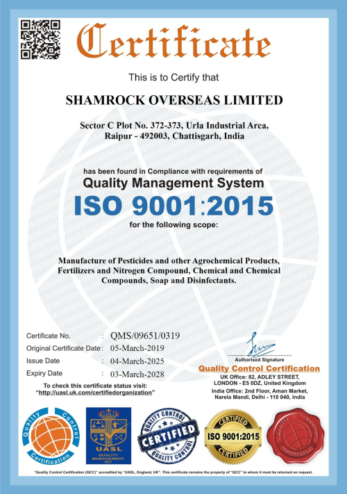 ISO 9001:2015, Shamrock Overseas